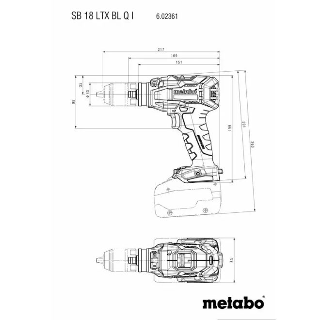 Metabo akkus 18V ütvefúró-csavarbehajtó 130Nm szénkefementes, Quick, SB 18 LTX BL Q +2x5,5Ah LiHD akku+ ASC 145 töltő +metaBOX 145l, 602361660