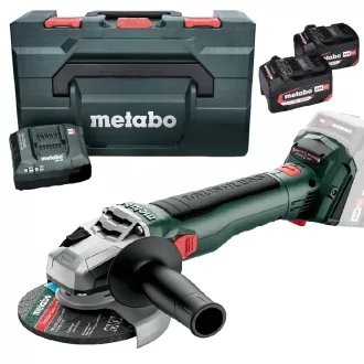   Metabo akkus 18V sarokcsiszoló 125mm, 10000/min 2x4,0Ah Li-Ion +töltő+koffer, W18 LT BL 11-125 metaBOX 165 L, 613052510