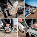 Metabo akkus 18V kézi körfűrész KS 18 LTX 66 BL 165x20mm, szénkefementes +FS 160 vezetősín +2x 8,0 Ah LiHD akku +ASC 145 töltő +metaBOX 340, 691194810