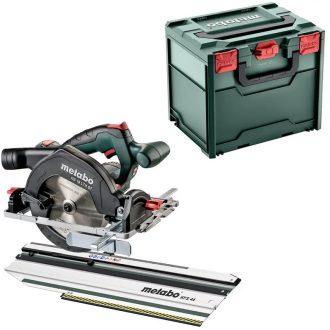   Metabo akkus 18V kézi körfűrész KS 18 LTX 57 165x20mm +KFS 44 fejező sín, +keményfém körfűrészlap (18 fog) akku és töltő nélkül +metaBOX340 , 691195000