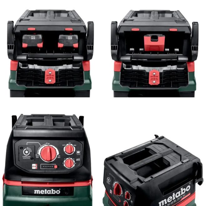 Metabo akkus 2x18V/1x36V nedves/száraz porszívó, szénkefementes ASR 36-18 BL 25 M SC elektromágneses rázóegységgel, akku és töltő nélkül, 2db M-es PES szűrő, 13kg, 602046850