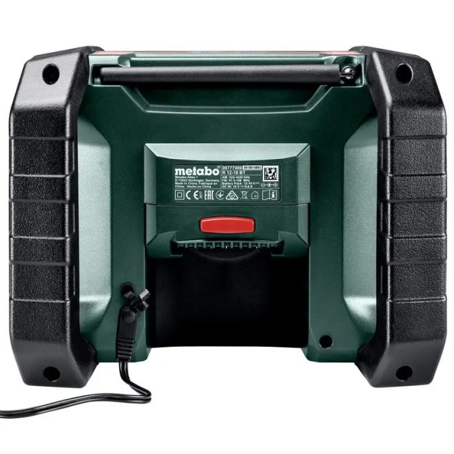 Metabo akkus 12-18V épitőipari rádió  R 12-18 DAB+ BT, digitális DAB+ vevő +hálózati vezeték, akku nélkül 1,9kg, 600778850