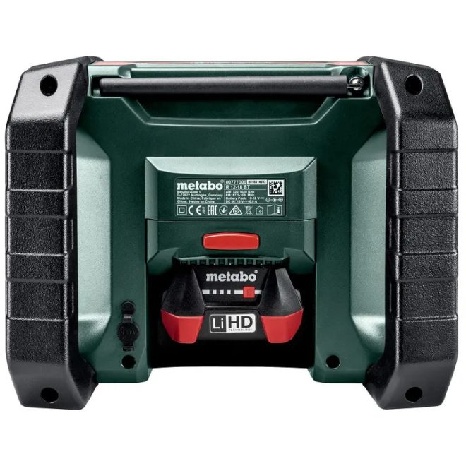 Metabo akkus 12-18V épitőipari rádió  R 12-18 DAB+ BT, digitális DAB+ vevő +hálózati vezeték, akku nélkül 1,9kg, 600778850