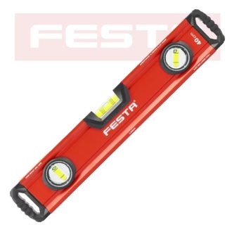   Lev Festa alumínium vízmérték 40cm, 3 libellás, ütésálló, pontosság 0,5mm/m, 15754