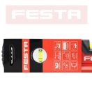 Lev Festa alumínium vízmérték 40cm, 3 libellás, ütésálló, pontosság 0,5mm/m, 15754