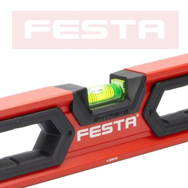 Lev Festa alumínium vízmérték 60cm, 3 libellás, ütésálló, pontosság 0,5mm/m, 15756