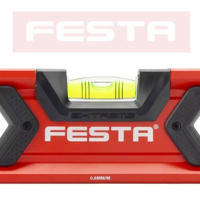 Lev Festa alumínium vízmérték 60cm, 3 libellás, ütésálló, pontosság 0,5mm/m, 15756