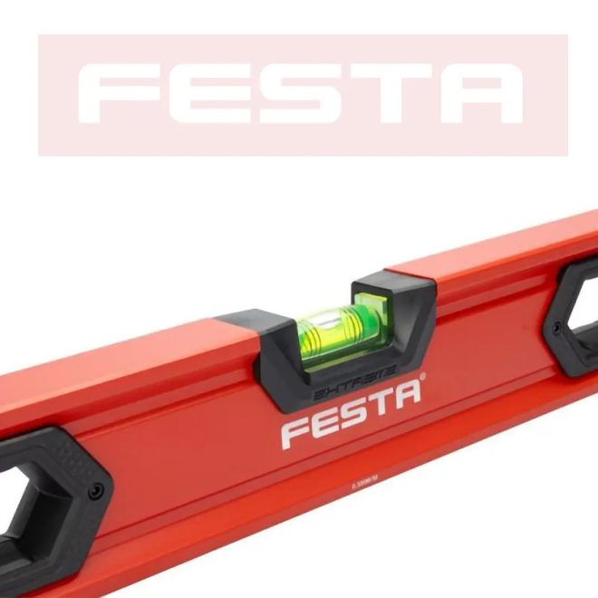 Lev Festa alumínium vízmérték 80cm, 3 libellás, ütésálló, pontosság 0,5mm/m, 15758