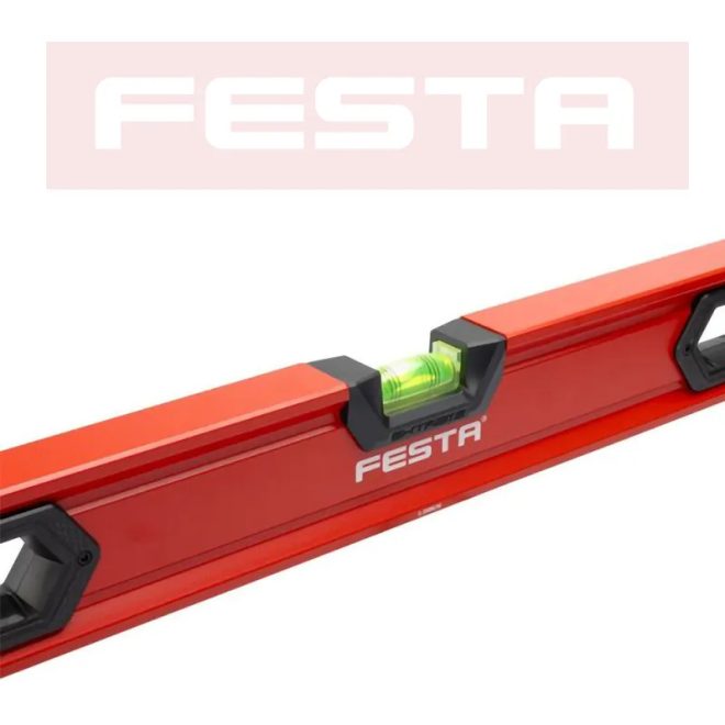 Lev Festa alumínium vízmérték 100cm, 3 libellás, ütésálló, pontosság 0,5mm/m, 15760