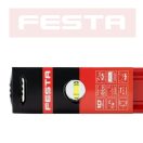 Lev Festa alumínium vízmérték 120cm, 3 libellás, ütésálló, pontosság 0,5mm/m, 15762