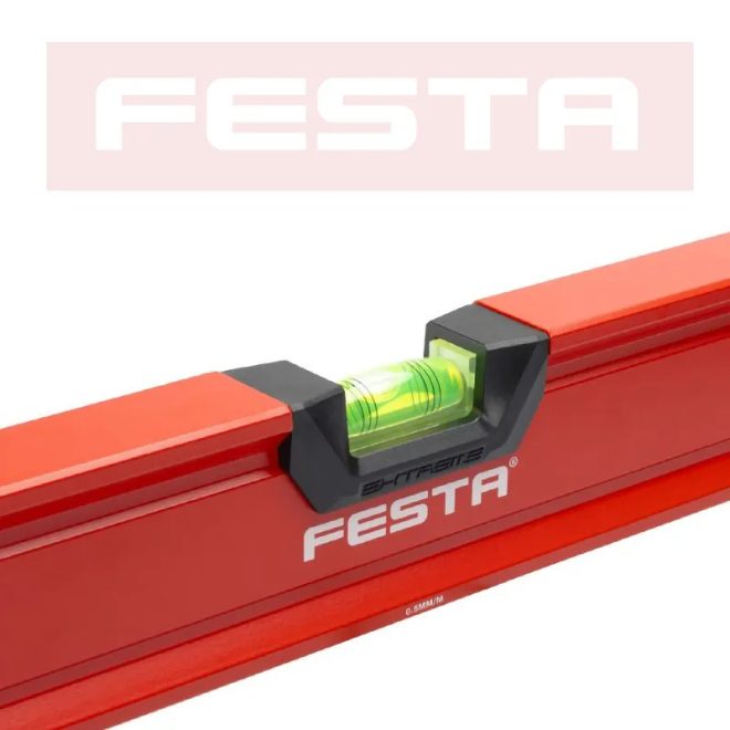 Lev Festa alumínium vízmérték 200cm, 3 libellás, ütésálló, pontosság 0,5mm/m (10db), 15770