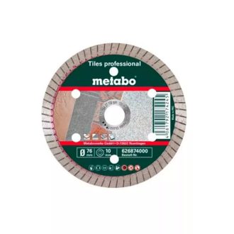   Metabo gyémánt turbo darabolótárcsa; 76x10,0mm tengely, "TP", Fliesen "professional" kerámia, csempe, 626874000