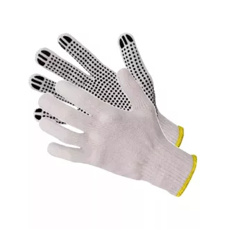   RND PVC csúszásmentes kesztyű, fehér, pamut, 10-es, RW-RND-10