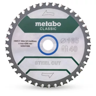   Metabo körfűrészlap 165x20mm Z40 FZ/TA 4° acél, szendvicspanel, 628651000