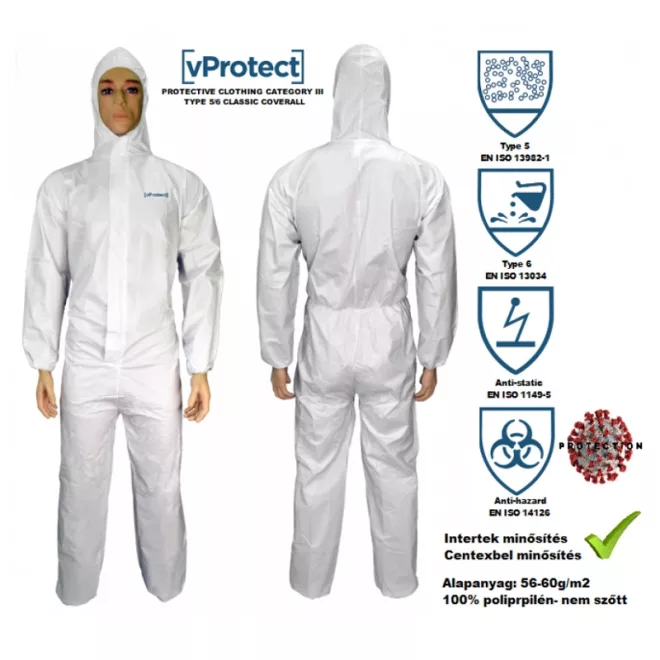 VProtect 5/6 Egyszerhasználatos védőoveráll, 2XL, RW-OPPE-01-2XL